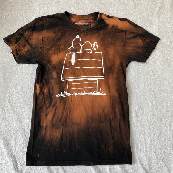 WeLoveFine Other - WeLoveFine x Peanuts Graphic Tshirt Men M Brown Snoopy Dog House Tie Dye Grunge
